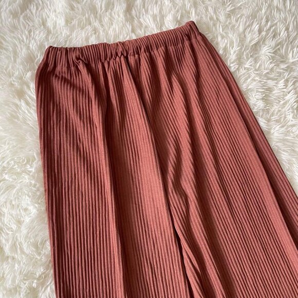 Miniu Ribbed Easy Pants Wide Leg Pink Beige - Picture 6 of 6